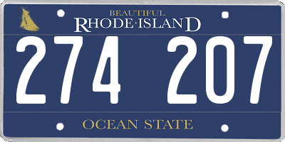 RI license plate 274207