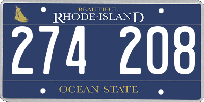 RI license plate 274208