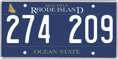 RI license plate 274209