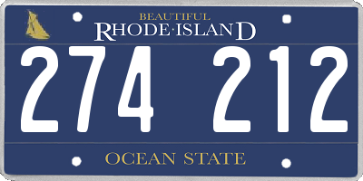 RI license plate 274212