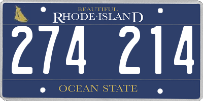 RI license plate 274214