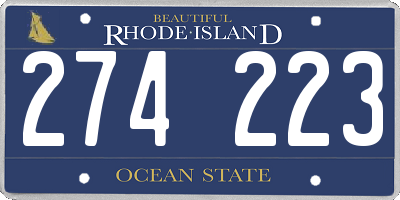 RI license plate 274223