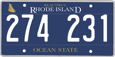RI license plate 274231