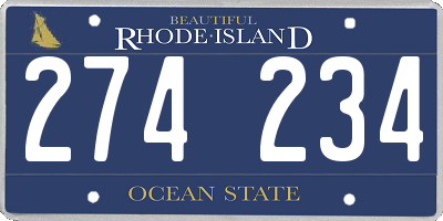 RI license plate 274234