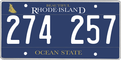 RI license plate 274257