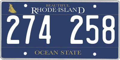 RI license plate 274258
