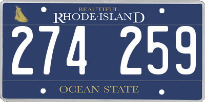 RI license plate 274259
