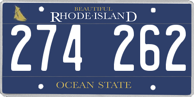 RI license plate 274262