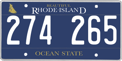 RI license plate 274265