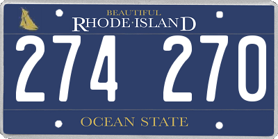 RI license plate 274270