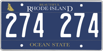 RI license plate 274274