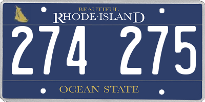 RI license plate 274275