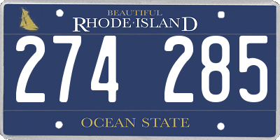 RI license plate 274285