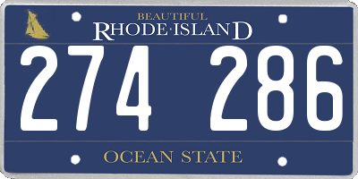 RI license plate 274286