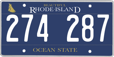 RI license plate 274287