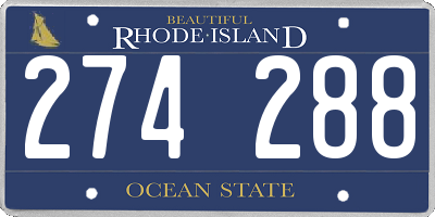RI license plate 274288