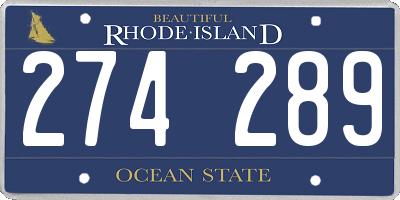 RI license plate 274289