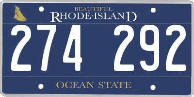 RI license plate 274292