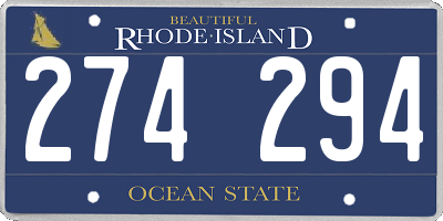 RI license plate 274294