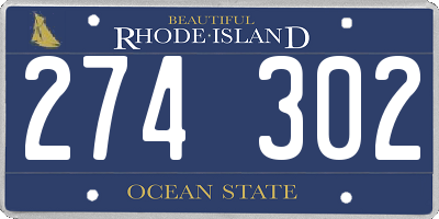 RI license plate 274302