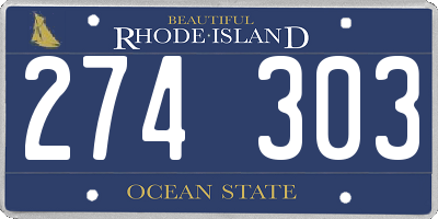 RI license plate 274303