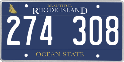 RI license plate 274308