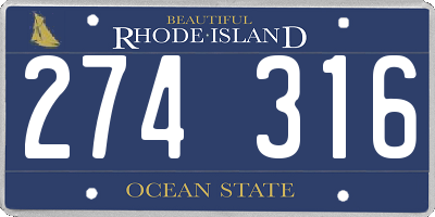 RI license plate 274316