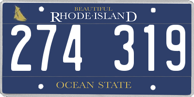 RI license plate 274319