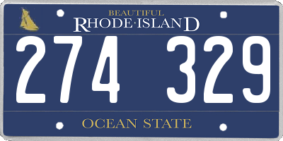 RI license plate 274329