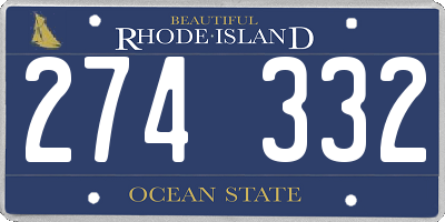 RI license plate 274332