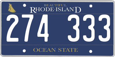 RI license plate 274333