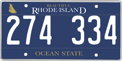 RI license plate 274334