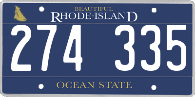 RI license plate 274335