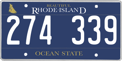 RI license plate 274339