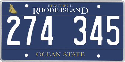 RI license plate 274345