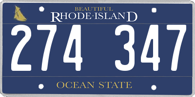 RI license plate 274347