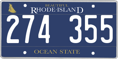 RI license plate 274355