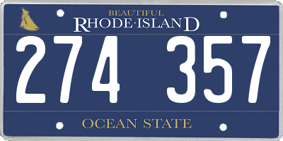 RI license plate 274357