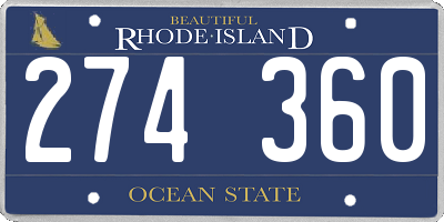 RI license plate 274360