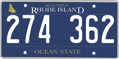 RI license plate 274362