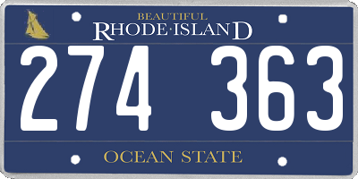 RI license plate 274363
