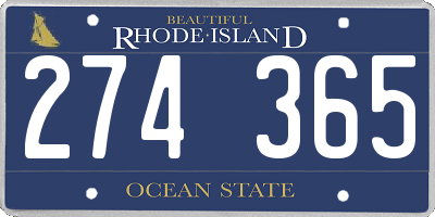 RI license plate 274365