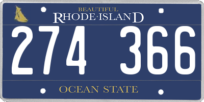 RI license plate 274366