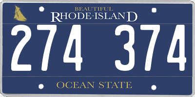 RI license plate 274374