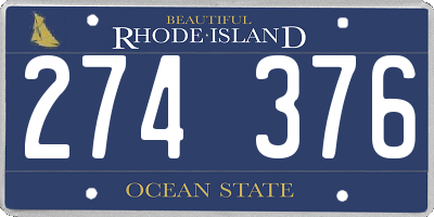 RI license plate 274376