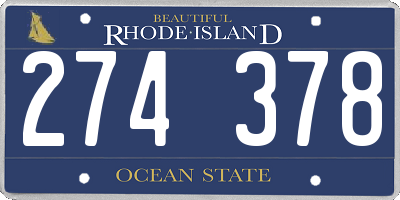 RI license plate 274378