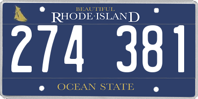 RI license plate 274381