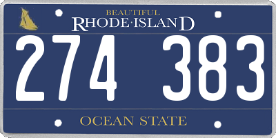 RI license plate 274383
