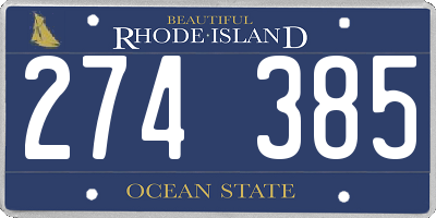 RI license plate 274385