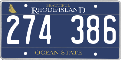 RI license plate 274386